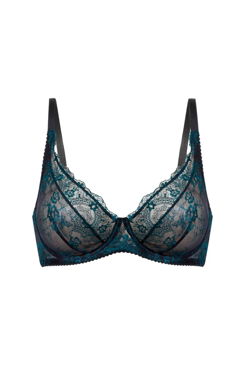 Stanik z eleganckiego haftu Ellen Emerald - Image 2